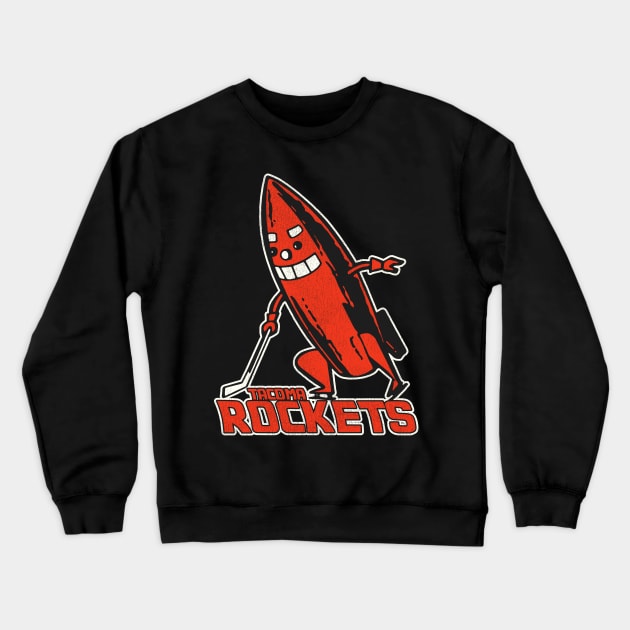 Defunct Tacoma Rockets Hockey Team Crewneck Sweatshirt by Defunctland